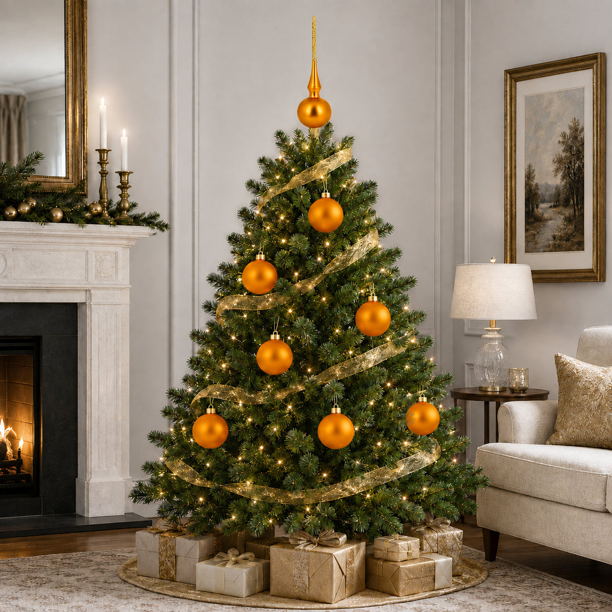 a christmas tree in a living room