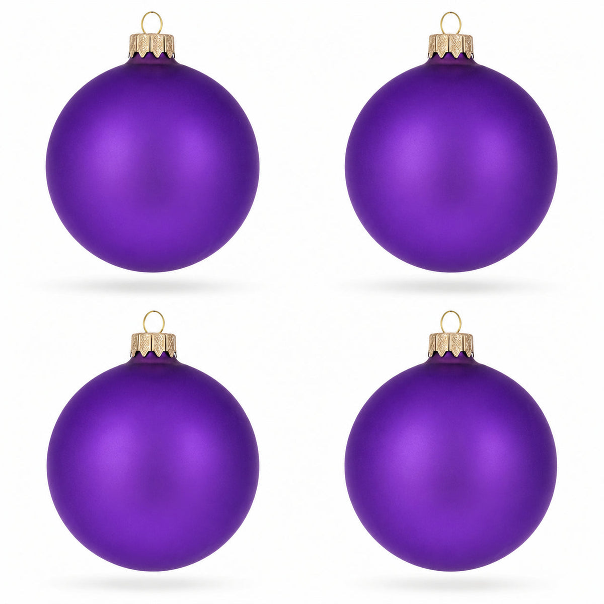 a set of purple ornaments