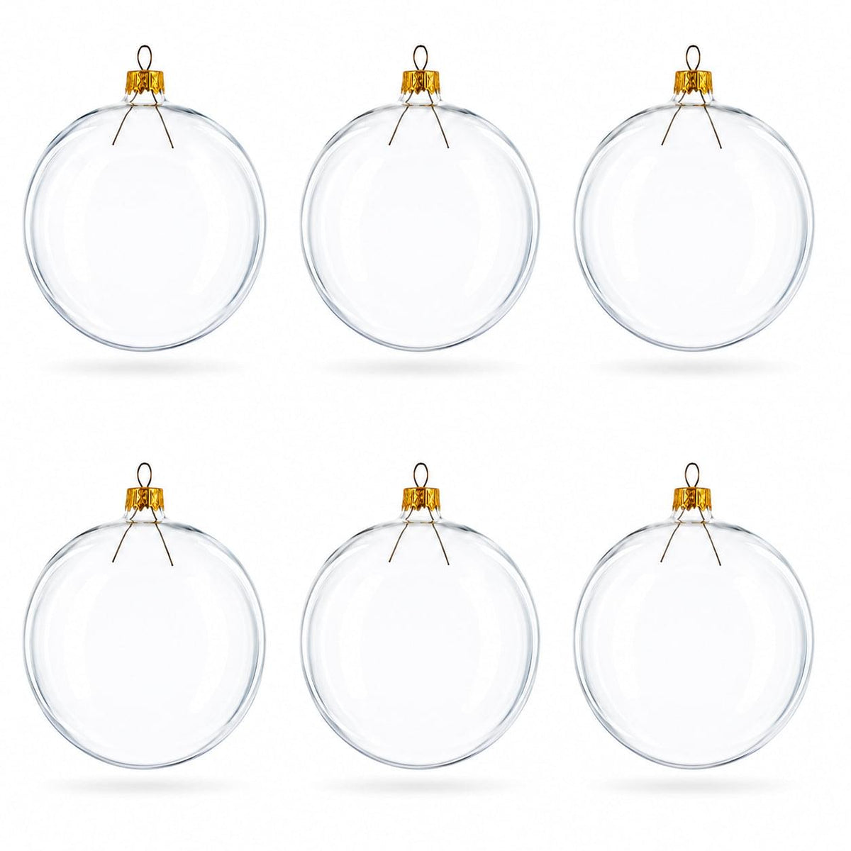 Set of 6 Clear Glass Ball Christmas Ornaments DIY Craft 3.25 Inches