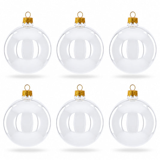 Set of 6 White Glossy Glass Ball Christmas Ornaments 3.25 Inches (041)