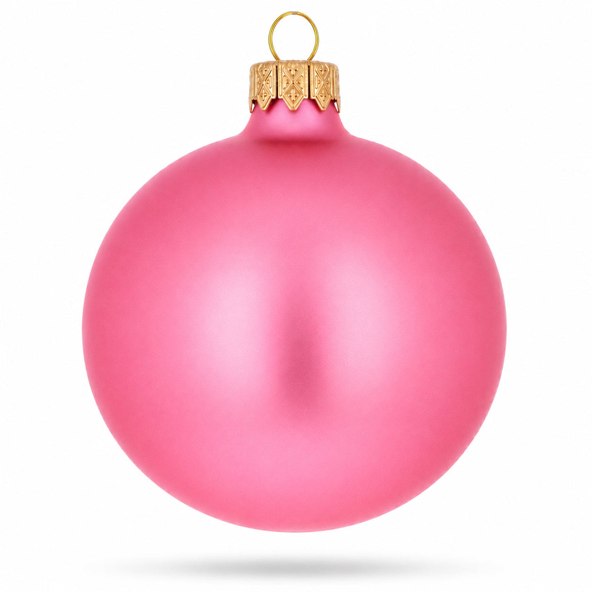 Set of 6 Solid Pink Glass Ball Christmas Ornaments 3.25 Inches (045)