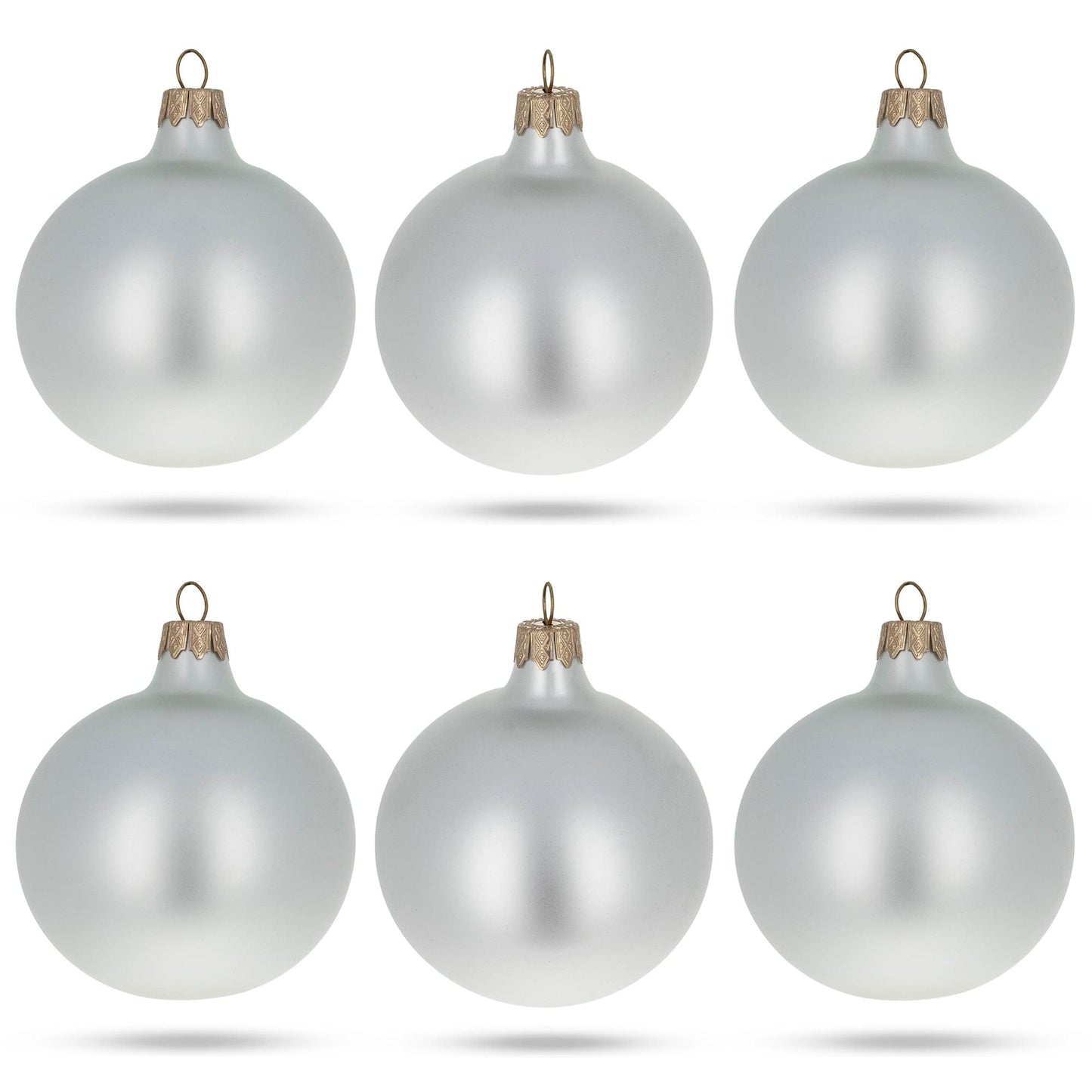 Set of 6 Matte White Glass Ball Christmas Ornaments 3.25 Inches
