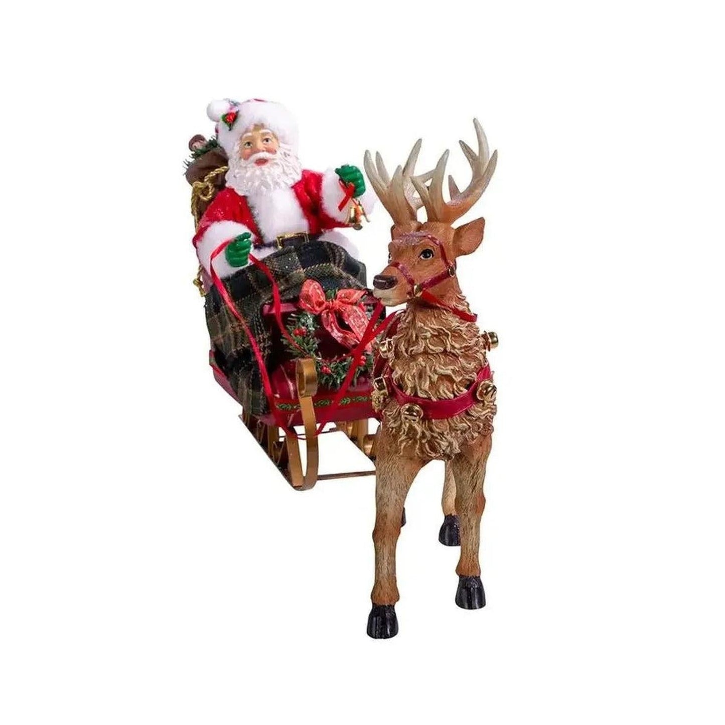 Kurt Adler 10-Inch Santa in Sleigh with Deer