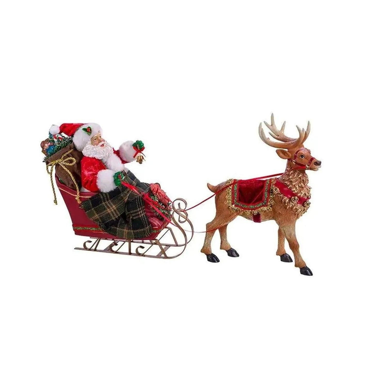 Kurt Adler 10-Inch Santa in Sleigh with Deer