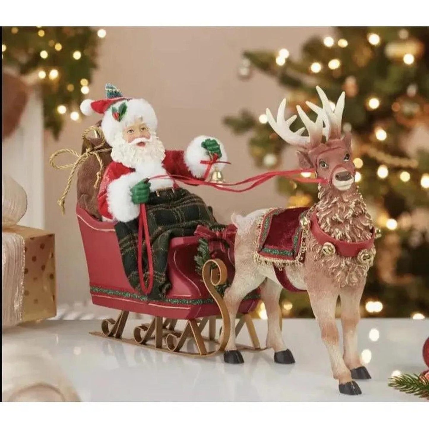 Kurt Adler 10-Inch Santa in Sleigh with Deer