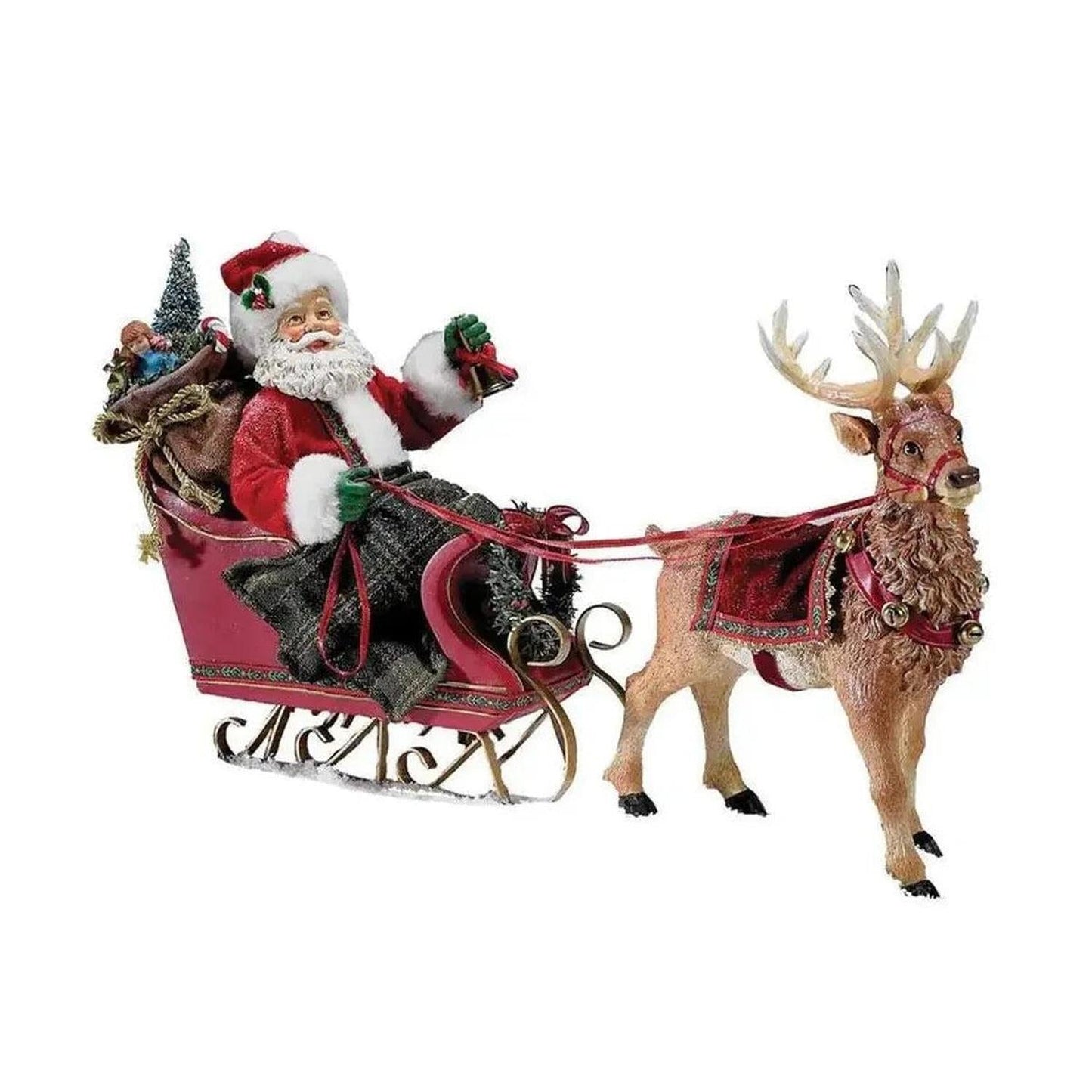 Kurt Adler 10-Inch Santa in Sleigh with Deer