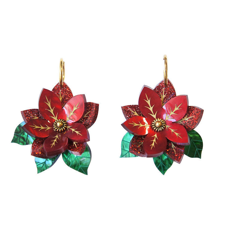 Poinsettia Earrings by Laliblue – Retro Statement Jewelry Laliblue