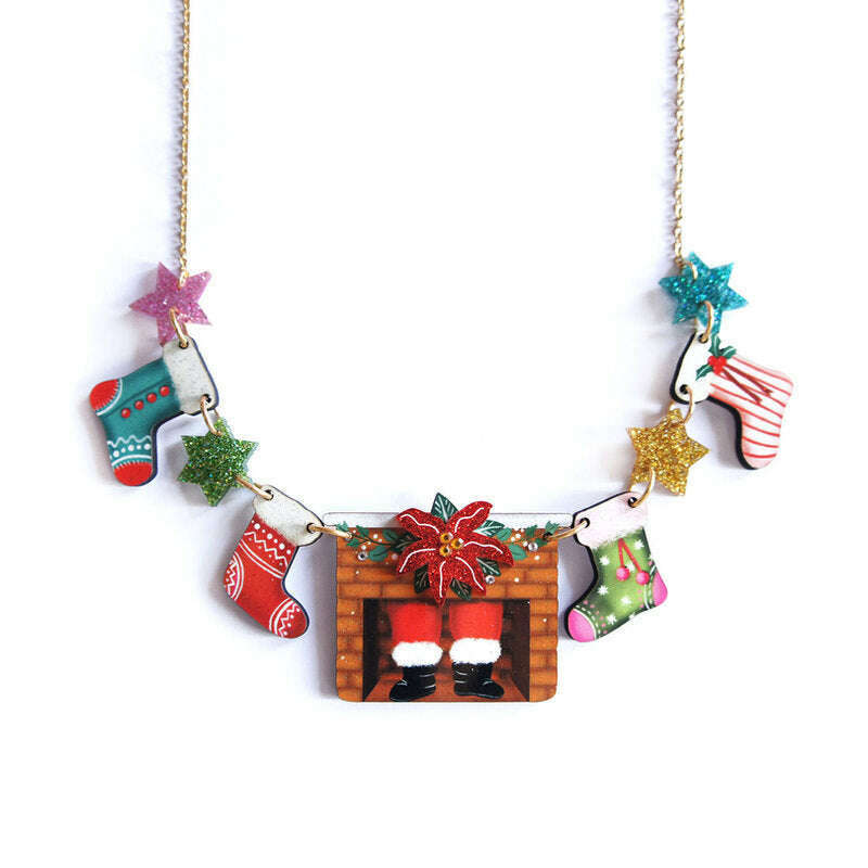 Christmas Chimney with Stockings Necklace by Laliblue