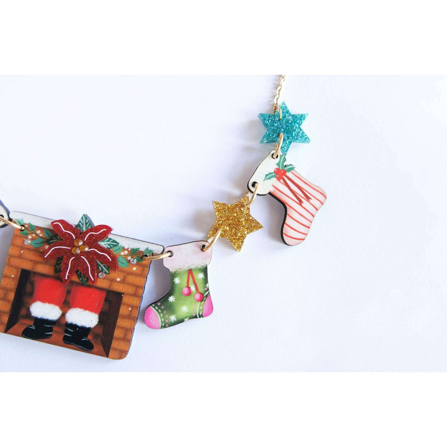 Christmas Chimney with Stockings Necklace by Laliblue