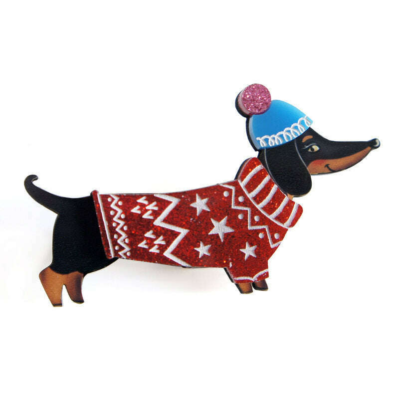Dachshund Dog in Sweater Brooch by Laliblue