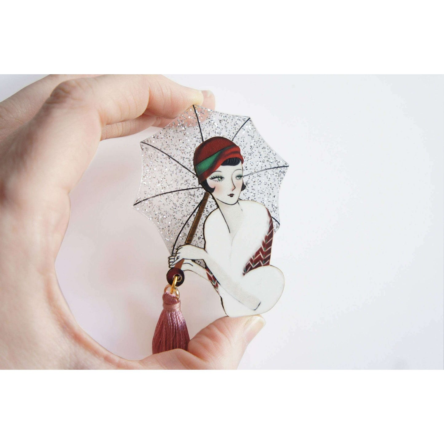 Girl with Umbrella Brooch by Laliblue