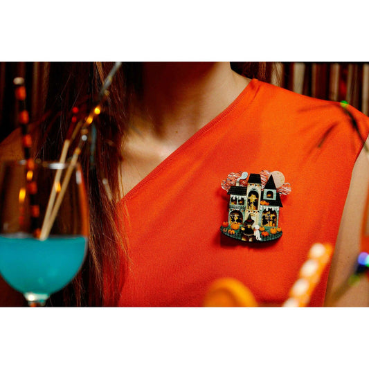 Halloween Party House Brooch by Laliblue