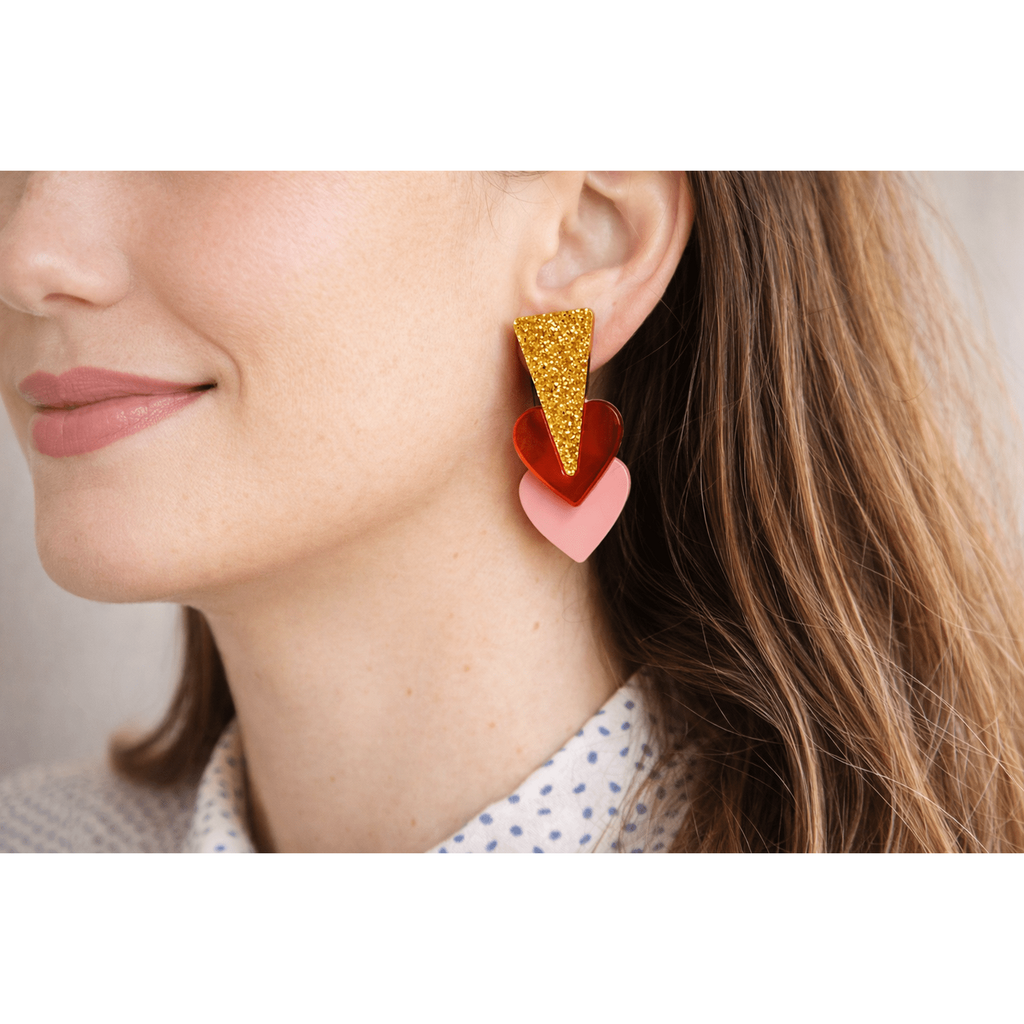 Pink Hearts Earrings by Laliblue