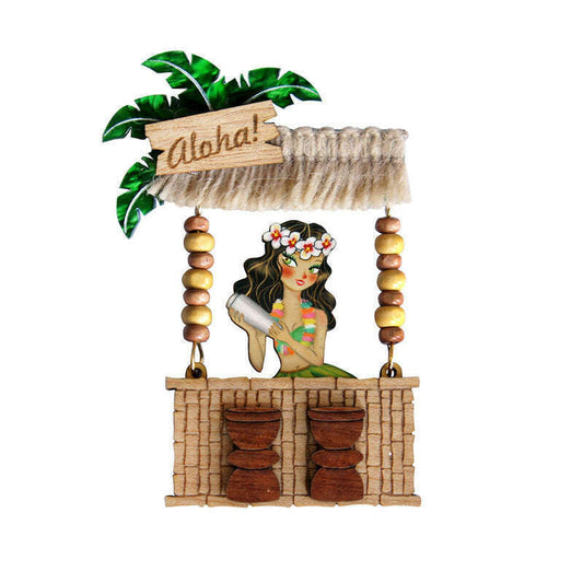 Tiki Waitress Brooch by Laliblue