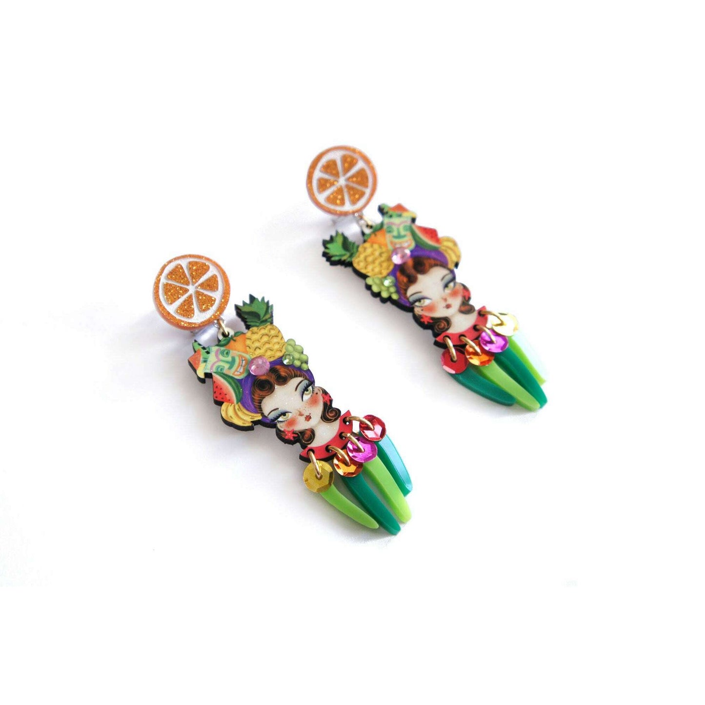 Tropical Tiki Girl Earrings by Laliblue