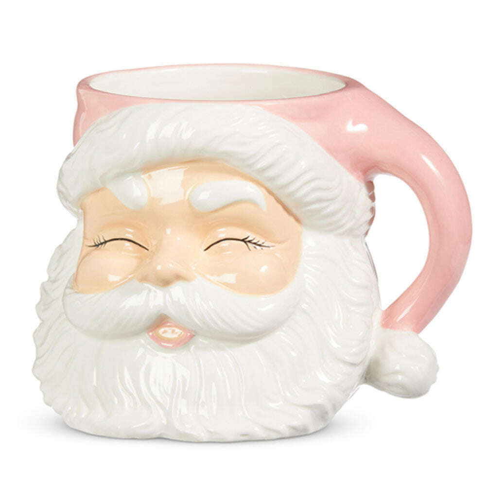 Large Ceramic Pink Santa Mug Container