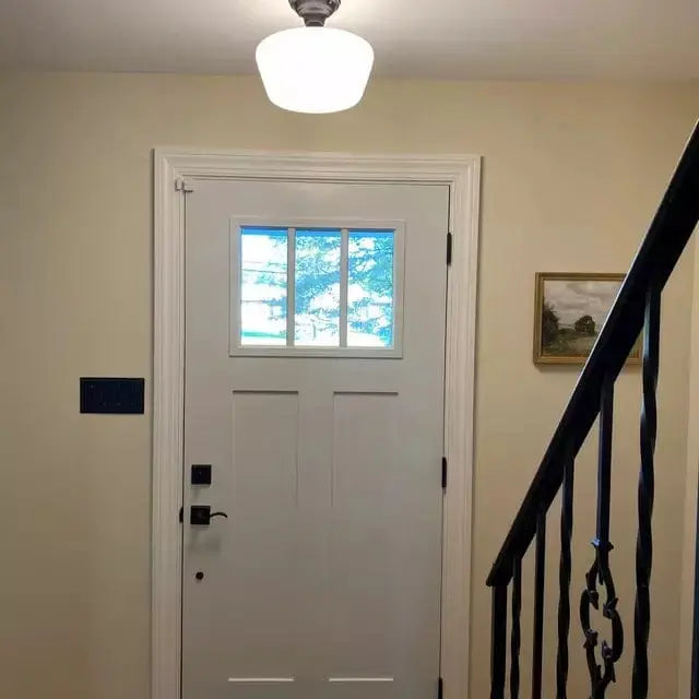 Large Milk Glass Schoolhouse Ceiling Light | 12"