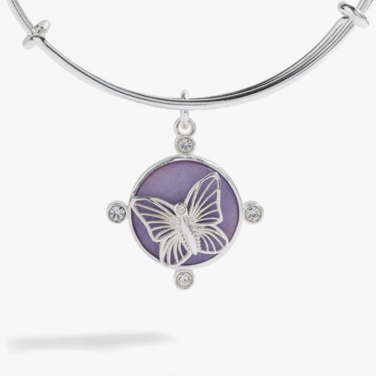 Lavender Butterfly Charm Bangle