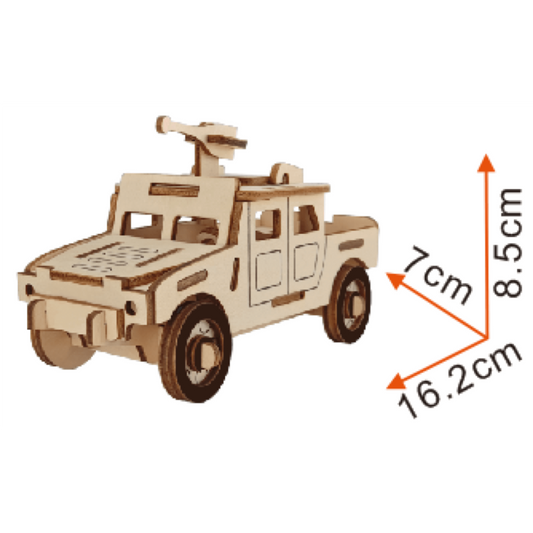 Army Truck Model Kit - Wooden Laser- Cut 3D Puzzle (44 Pcs)