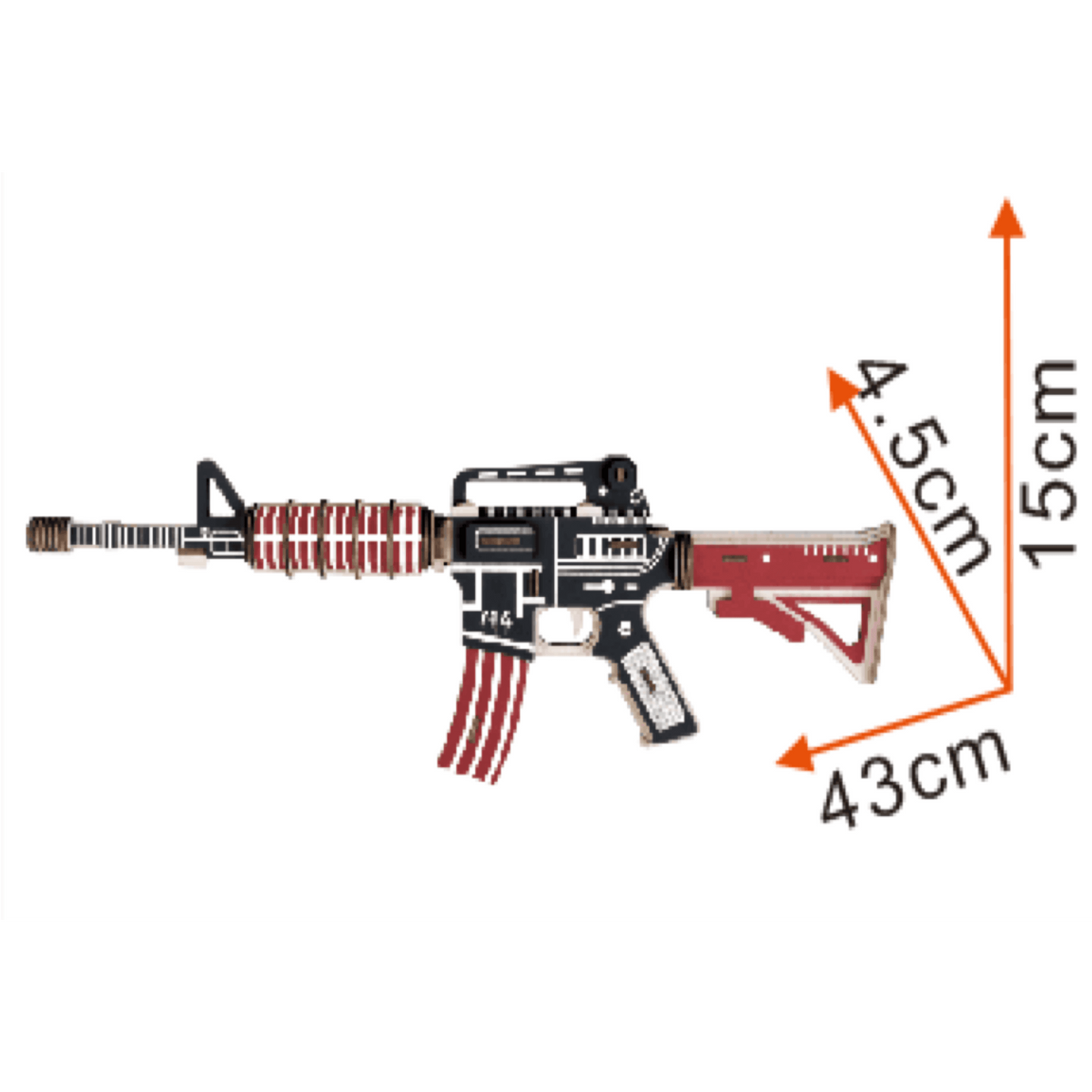 M4 AR-15 Model Kit - Wooden Laser-Cut 3D Puzzle (66 Pcs)
