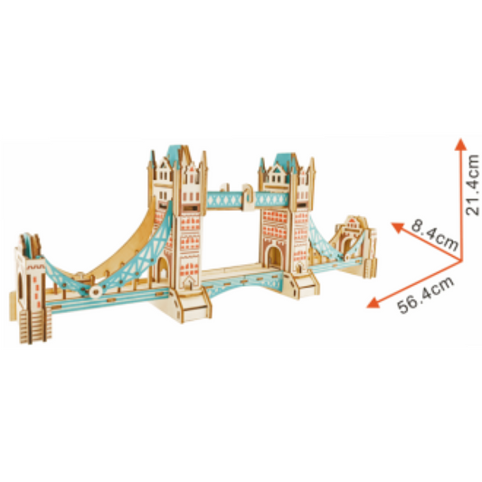 London Tower Bridge Model Kit - Wooden Laser-Cut 3D Puzzle (105 Pcs)