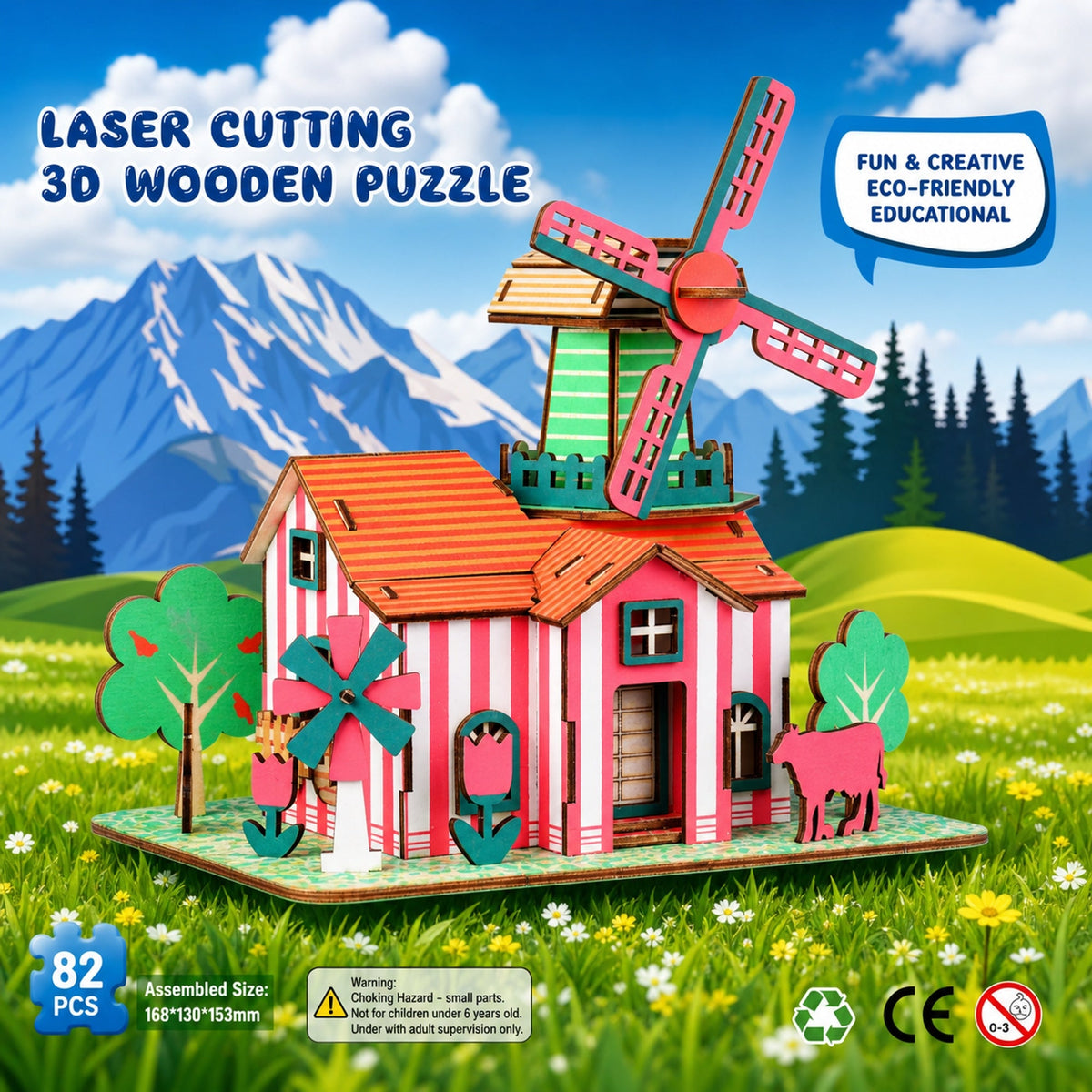a wooden puzzle in a field