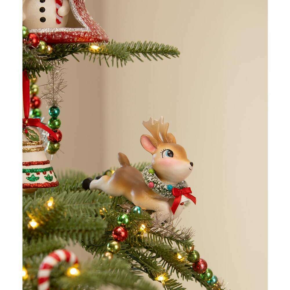 Leaping High Reindeer Clip Ornament by Bethany Lowe