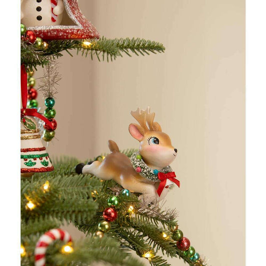 Leaping High Reindeer Clip Ornament by Bethany Lowe