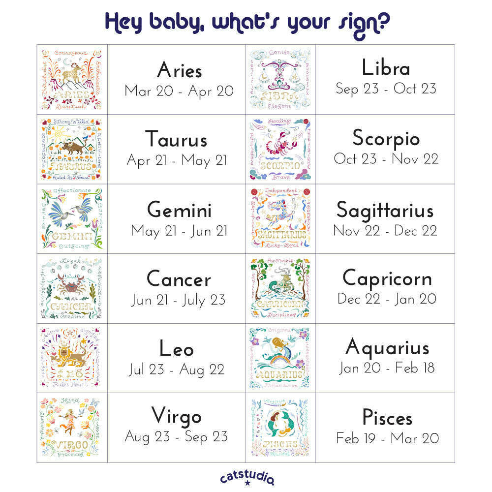 Libra Astrology Hand-Embroidered Pillow by Cat Studio