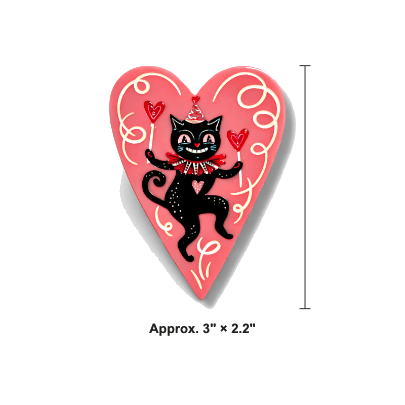 Dancing Cat in Heart Brooch by Johanna Parker x Lipstick & Chrome