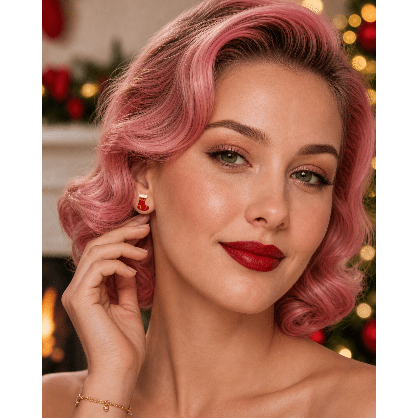 Itty-Bitty Stocking Earrings by Lipstick & Chrome