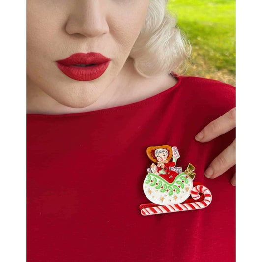 Sleigh All Day Brooch by 50's Vintage Dame x Lipstick & Chrome