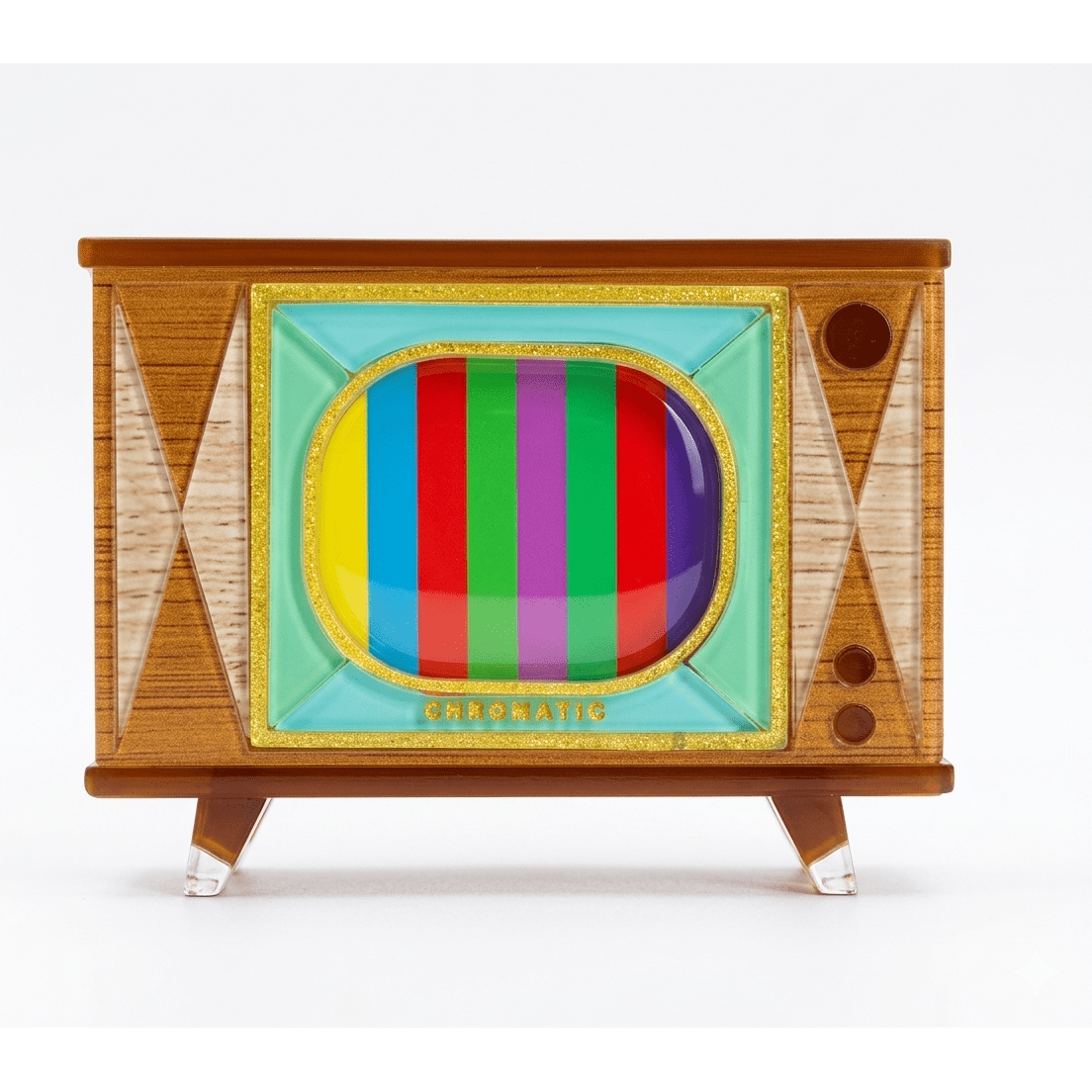 Tune In Customizable Retro TV Brooch by Lipstick & Chrome