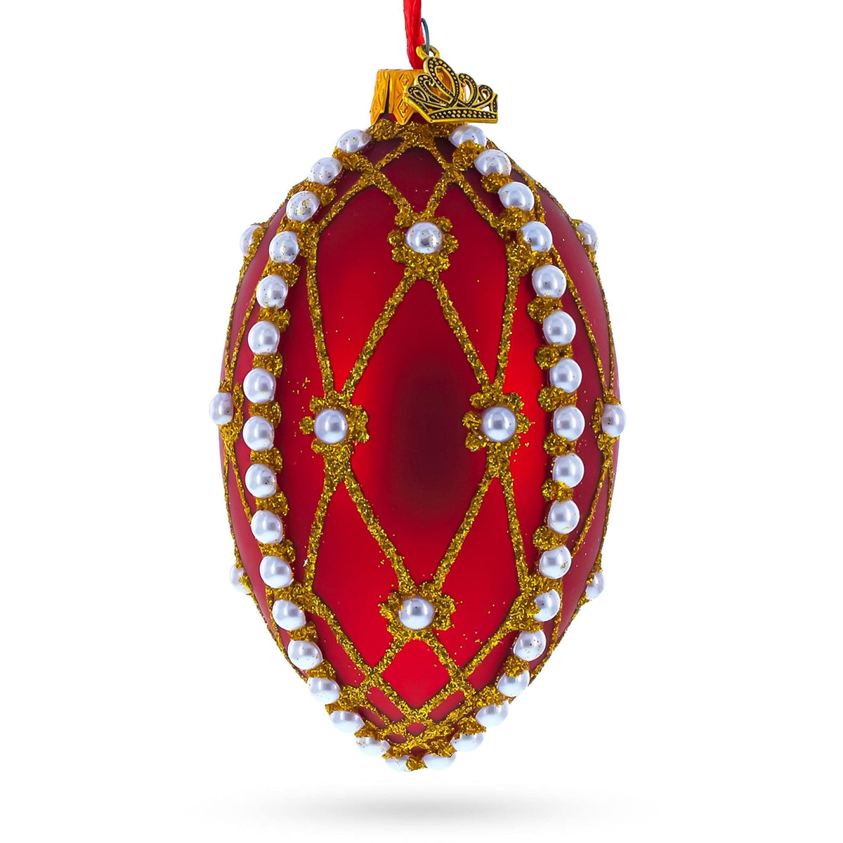 a red and gold decorated egg