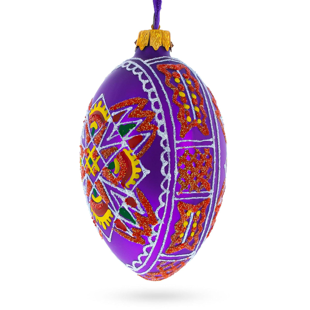 a purple ornament with a design