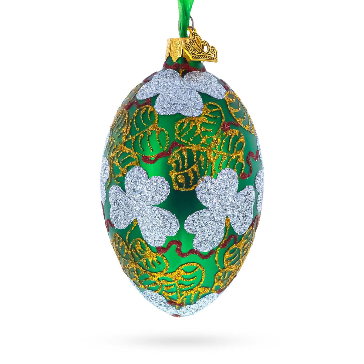 1902 Clover Leaf Royal Egg Glass Christmas Ornament 4 Inches