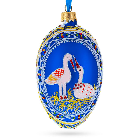 a blue and gold decorated christmas ornament