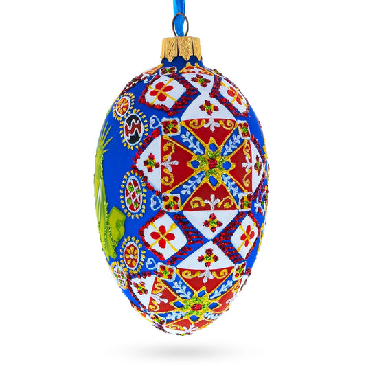 Statue of Liberty Ukrainian Glass Egg Ornament 4 Inches