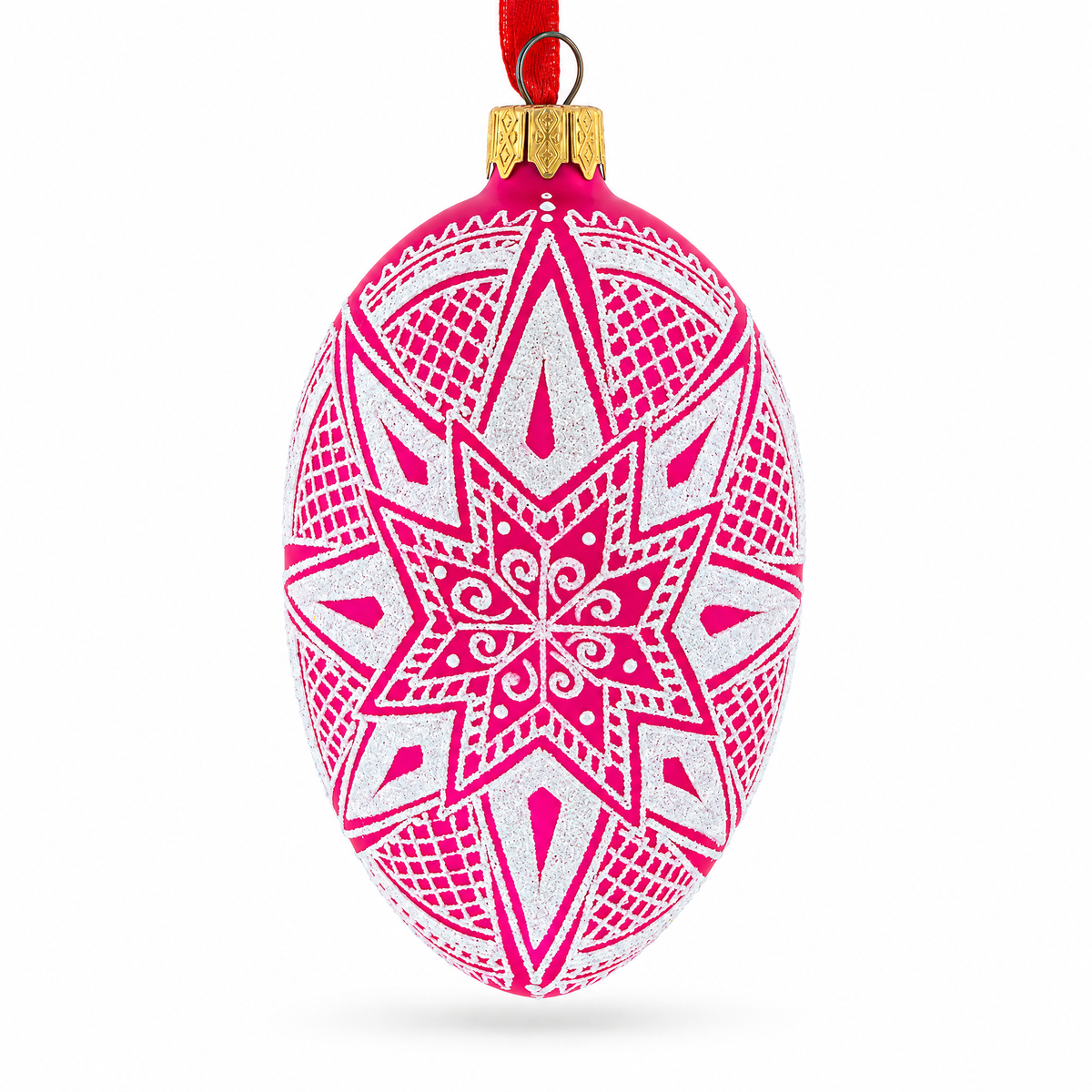 a pink and white decorated egg