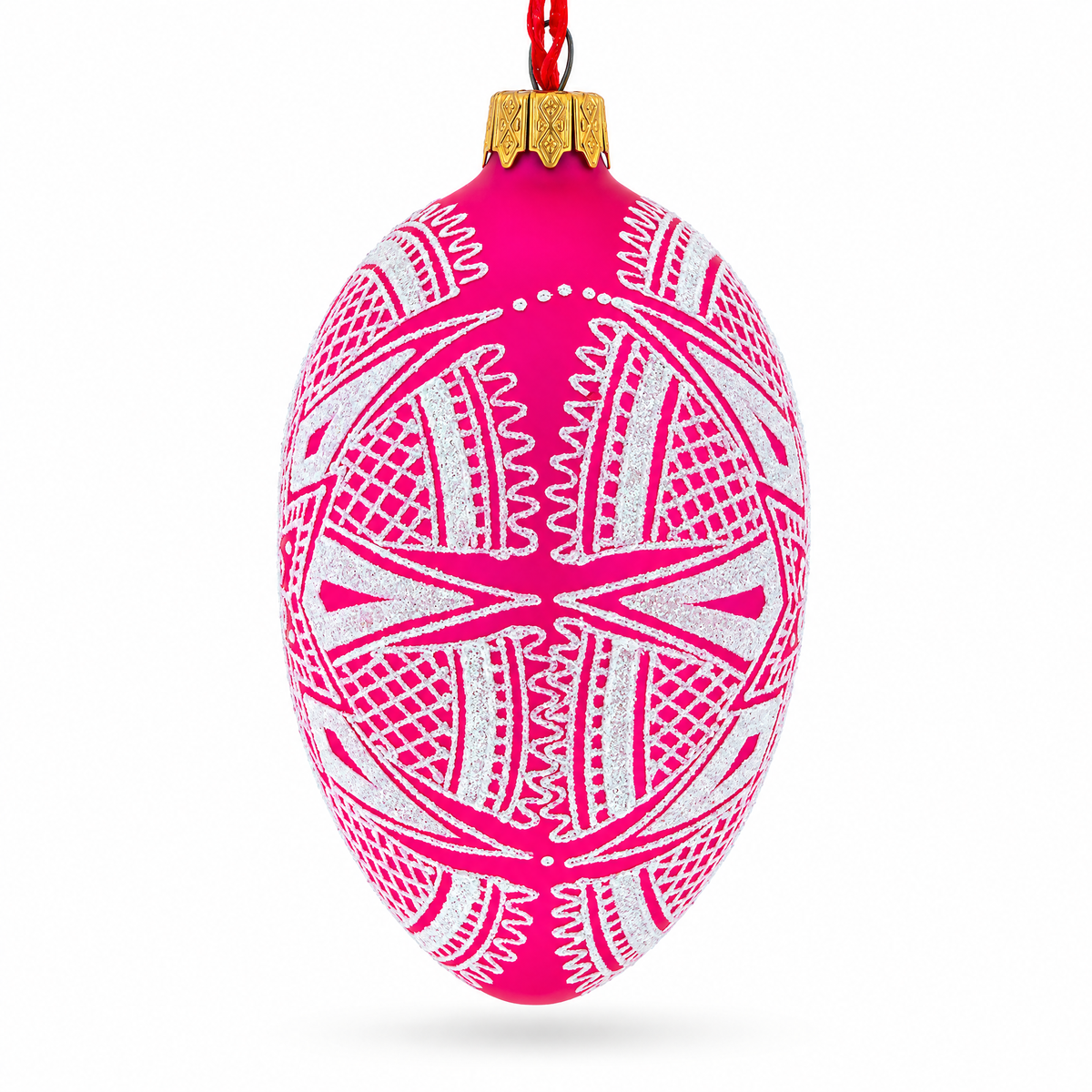 a pink and white ornament
