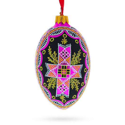 a colorful decorated egg shaped christmas ornament