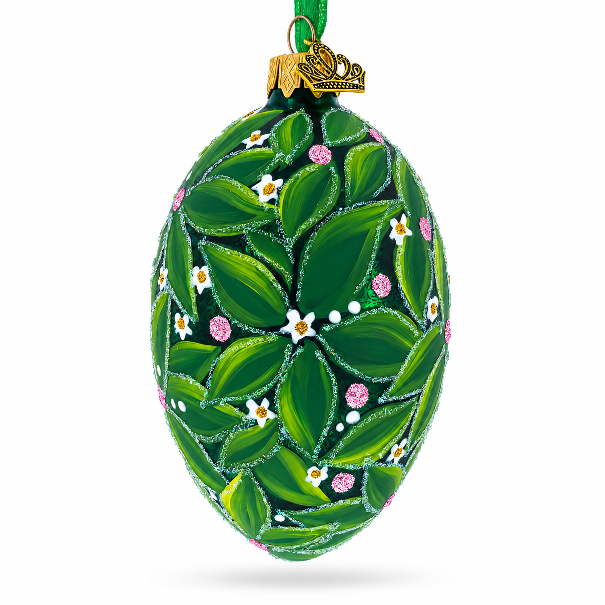 a green egg shaped christmas ornament