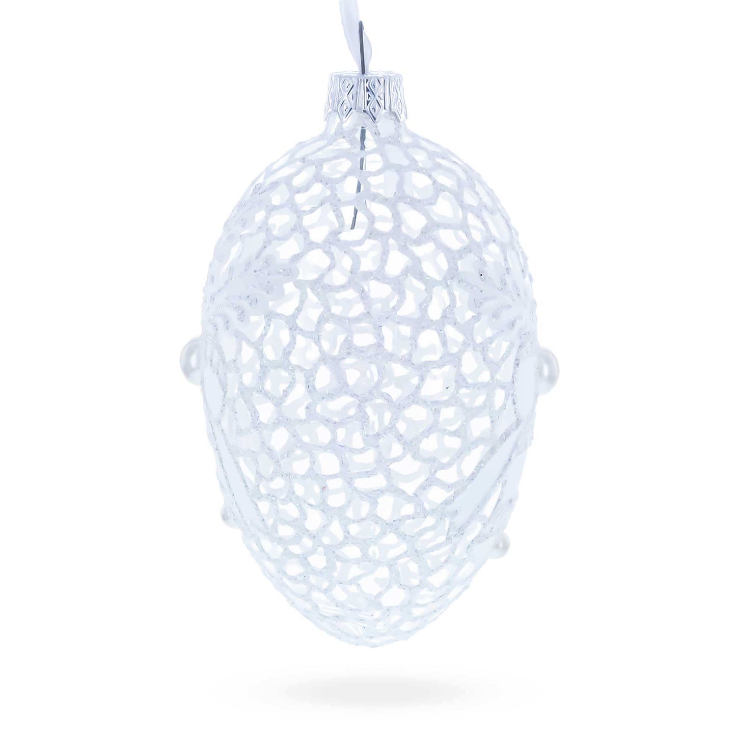 Winter Bells Egg Glass Ornament 4 Inches