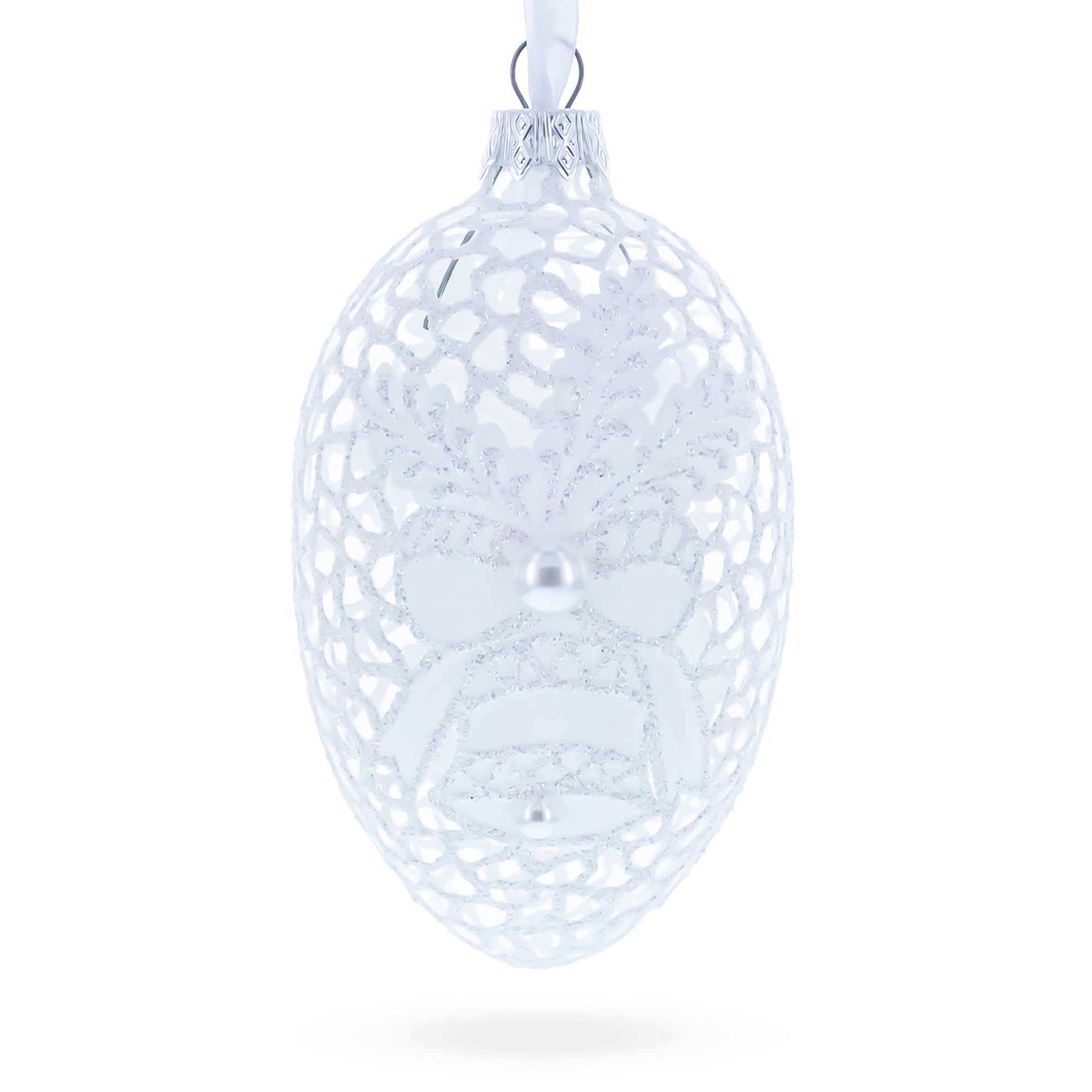 Winter Bells Egg Glass Ornament 4 Inches