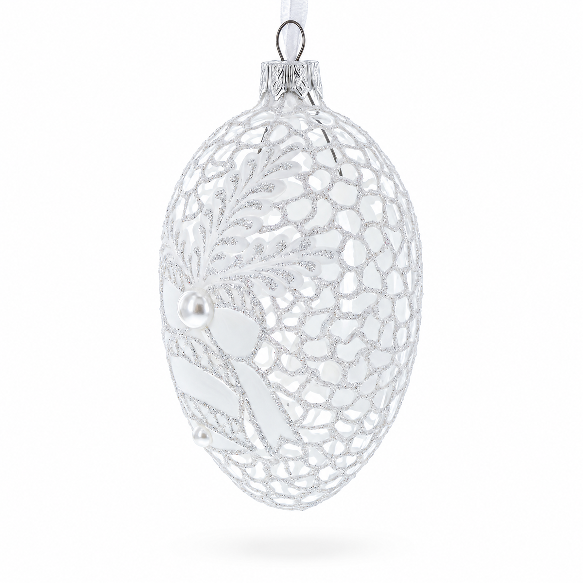 a white and silver ornament