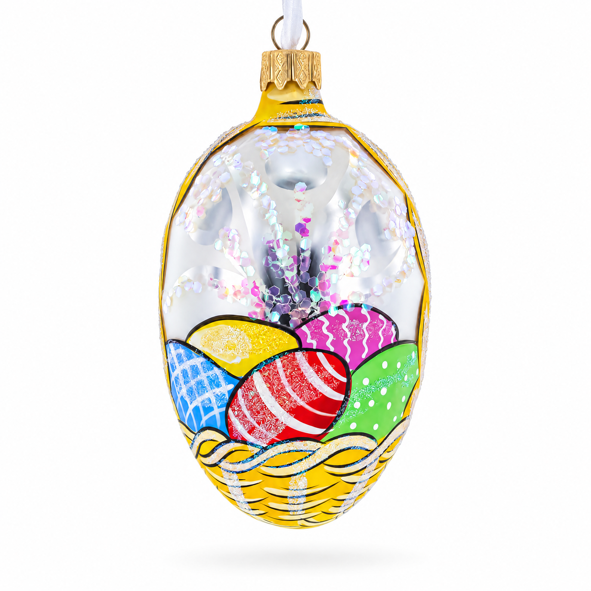 a colorful egg shaped christmas ornament