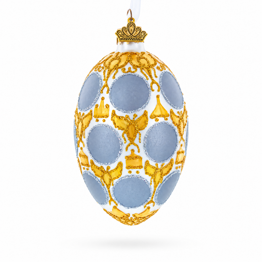 1913 Romanov Tercentenary Royal Glass Egg Ornament 4 Inches