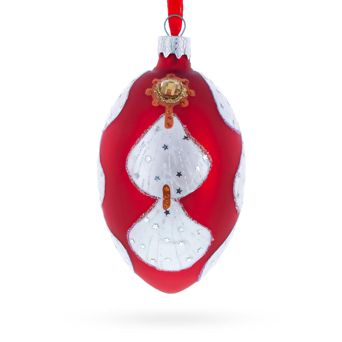 Florence Designer Jeweled Sea Shells Earrings Glass Egg Christmas Ornament 4 Inches