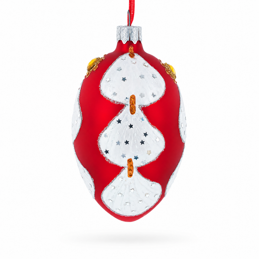 Florence Designer Jeweled Sea Shells Earrings Glass Egg Christmas Ornament 4 Inches