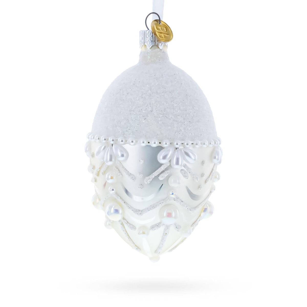 a white and silver ornament